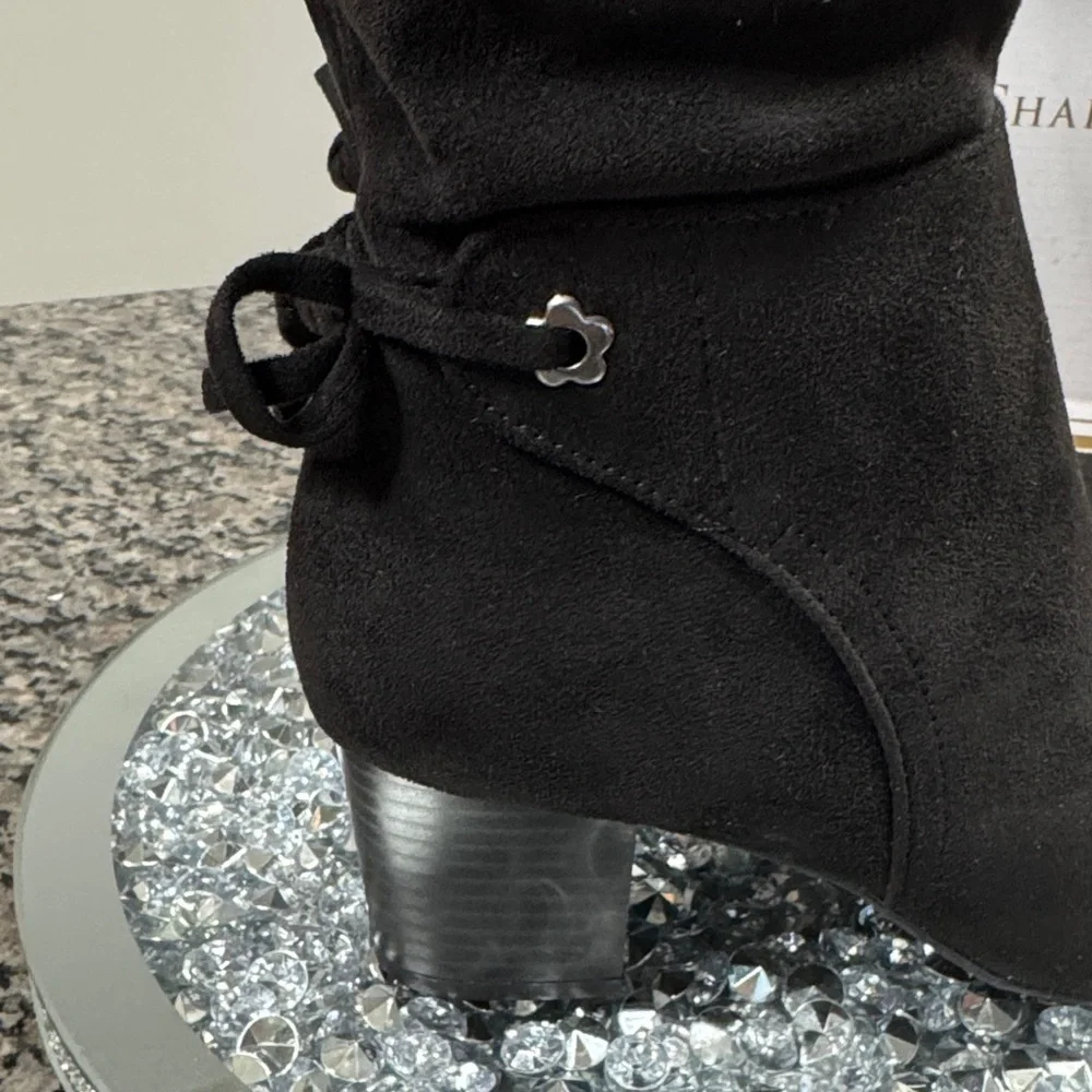 Charter Club Women's tall fabric Black Boots NWT 5.5